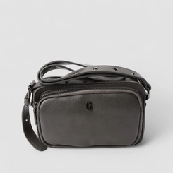 Bolsa Camera Bag Gabriela Pequena Transversal Detalhe Ilhós Cinza