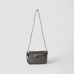 Bolsa Camera Bag Gabriela Pequena Transversal Detalhe Ilhós Cinza