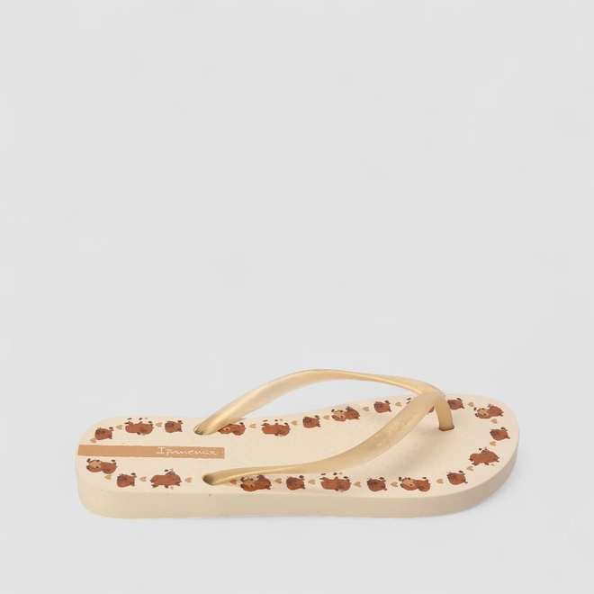 Chinelo Feminino Ipanema Capivara Metalizada Bege
