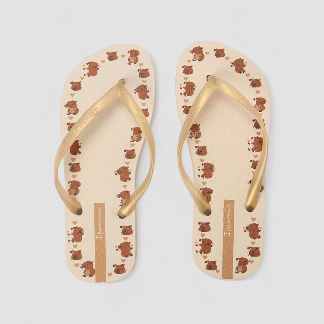 Chinelo Feminino Ipanema Capivara Metalizada Bege