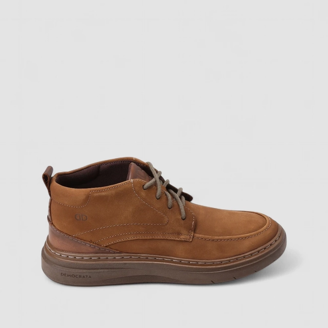 Bota Casual Masculina Democrata Clash Original Couro Caramelo