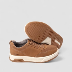 Tênis Casual Masculino Pegada Original Couro Marrom