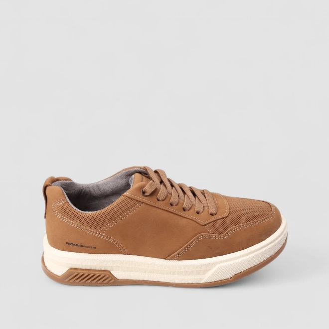 Tênis Casual Masculino Pegada Original Couro Marrom