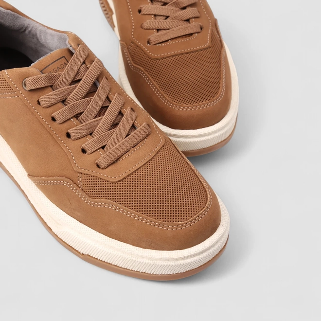 Tênis Casual Masculino Pegada Original Couro Marrom