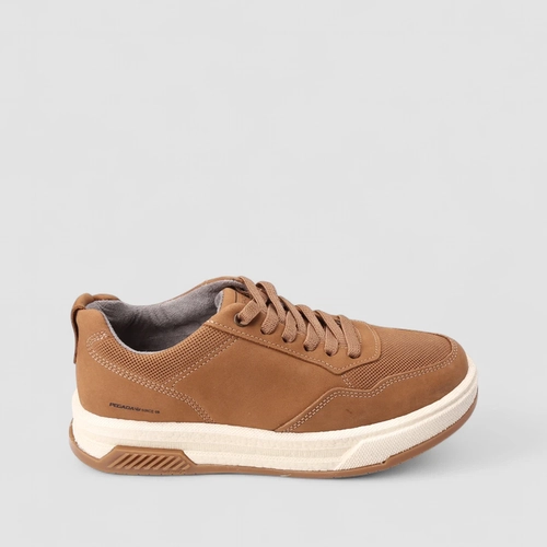 Tênis Casual Masculino Pegada Original Couro Marrom