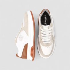 Tênis Casual Masculino Pegada Original Couro Branco & Marrom