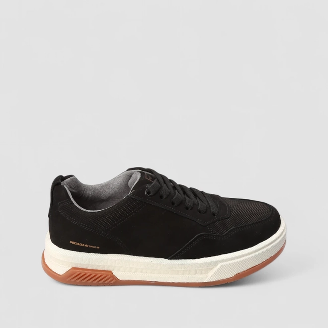 Tênis Casual Masculino Pegada Couro Preto