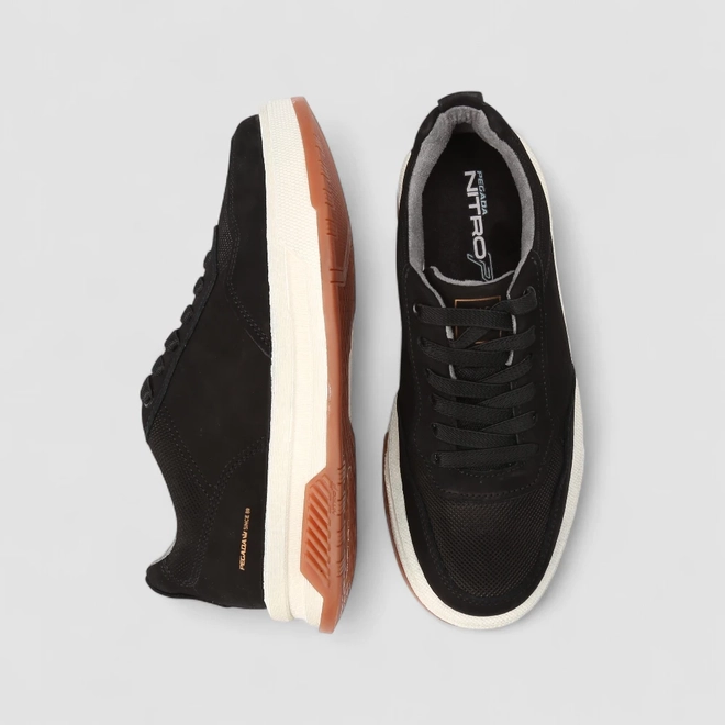 Tênis Casual Masculino Pegada Couro Preto