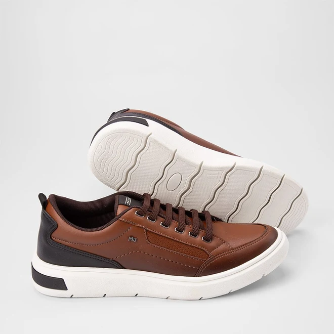 Tênis Casual Masculino Mac & Jac Elástico Detalhe Recorte Caramelo