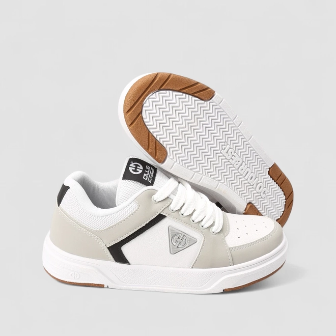 Tênis Casual Masculino Ollie Original Mesh Recorte Nobuck Branco