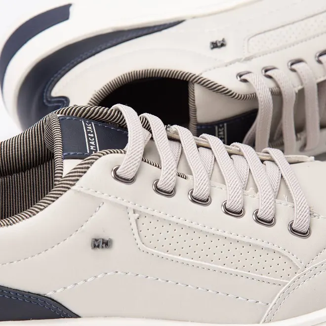 Tênis Casual Masculino Mac & Jac Elástico Detalhe Recorte Off White