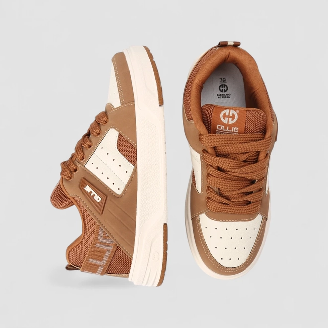 Tênis Casual Masculino Ollie Original Off White & Caramelo