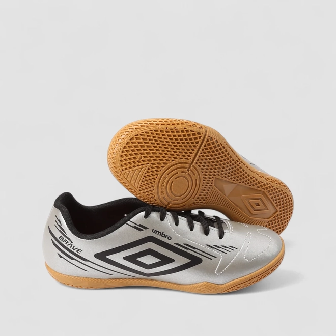 Chuteira Masculina Umbro Futsal Indoor Metalizado Prata