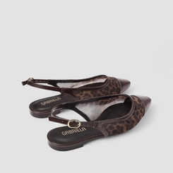 Sapatilha Slingback Feminina Gabriela Animal Print Onça Marrom