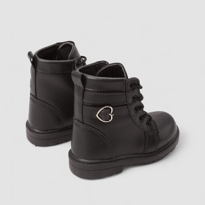 Bota Coturno Bebê Gabrielinha Detalhe Fivela Coração Preto