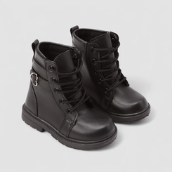 Bota Coturno Bebê Gabrielinha Detalhe Fivela Coração Preto