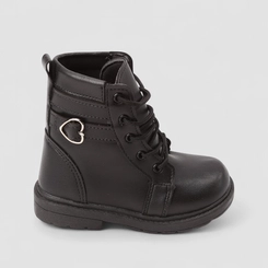 Bota Coturno Bebê Gabrielinha Detalhe Fivela Coração Preto