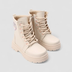 Bota Coturno Infantil Gabrielinha Enfeite Coração Confete Off White