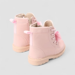 Bota Coturno Bebê Gabrielinha Detalhe Laço Glitter Rosa