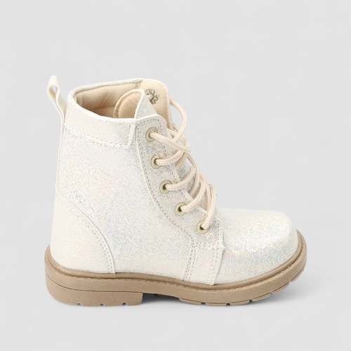 Bota Coturno Bebê Gabrielinha Glitter Enfeite Estrela Off White