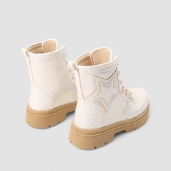 Bota Coturno Infantil Gabrielinha Glitter Enfeite Estrela Off White