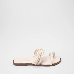 Rasteira Feminina Gabrela Tiras Tressê & Strass Off White