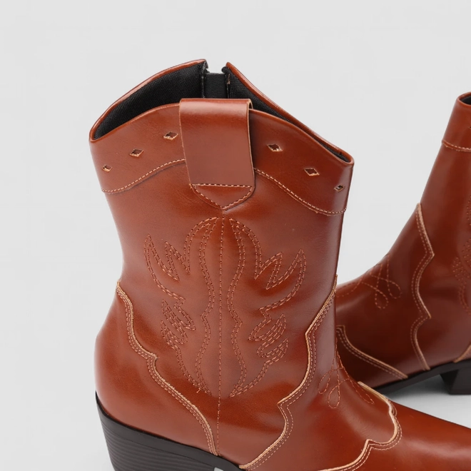 Bota Feminina Sua Cia Country Texana Pespontos Marrom