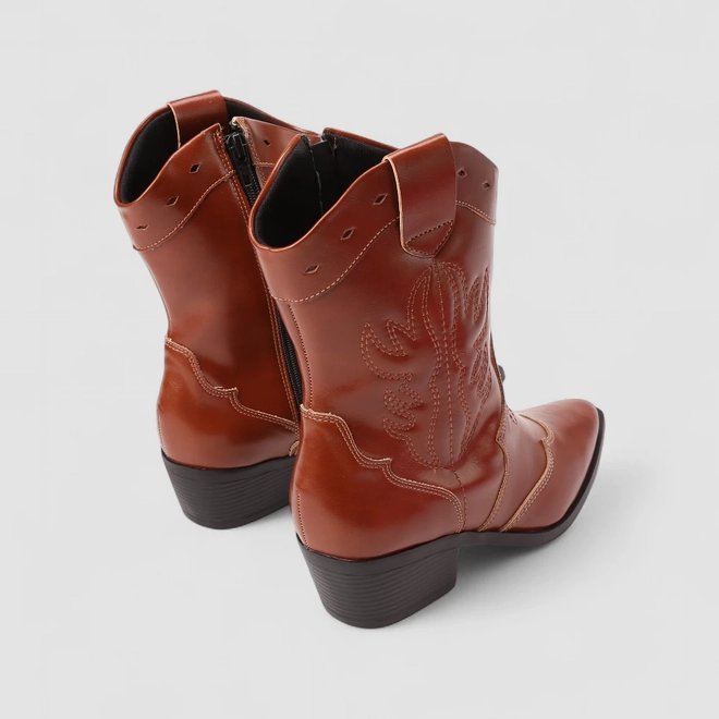 Bota Feminina Sua Cia Country Texana Pespontos Marrom