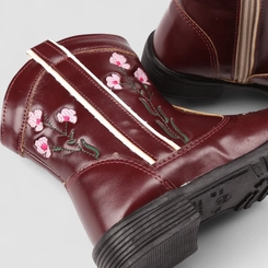 Bota Infantil Gabrielinha Country Texana Bordado Flores Vinho