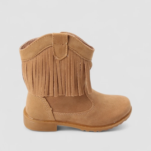 Bota Infantil Gabrielinha Country Texana Camurça Com Franjas Caramelo
