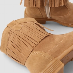Bota Infantil Gabrielinha Country Texana Camurça Com Franjas Caramelo