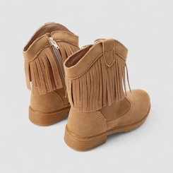 Bota Infantil Gabrielinha Country Texana Camurça Com Franjas Caramelo