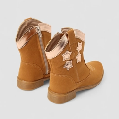 Bota Infantil Gabrielinha Country Texana Estrelas Presponto Camurça Caramelo