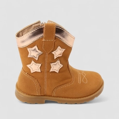 Bota Bebê Gabrielinha Country Texana Camurça Estrelas Caramelo