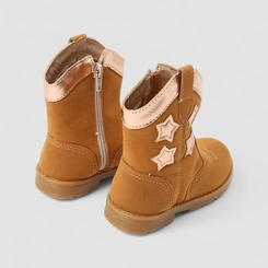 Bota Bebê Gabrielinha Country Texana Camurça Estrelas Caramelo