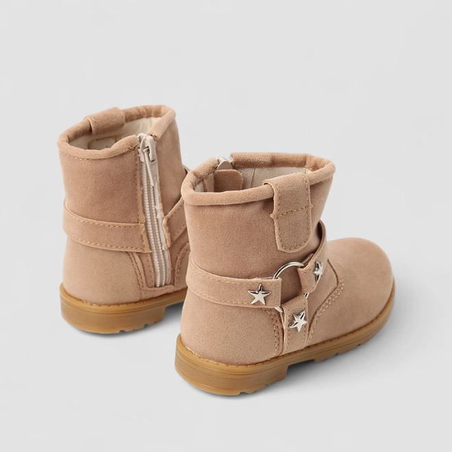 Bota Infantil Gabrielinha Camurça Biker Estrelas Marrom