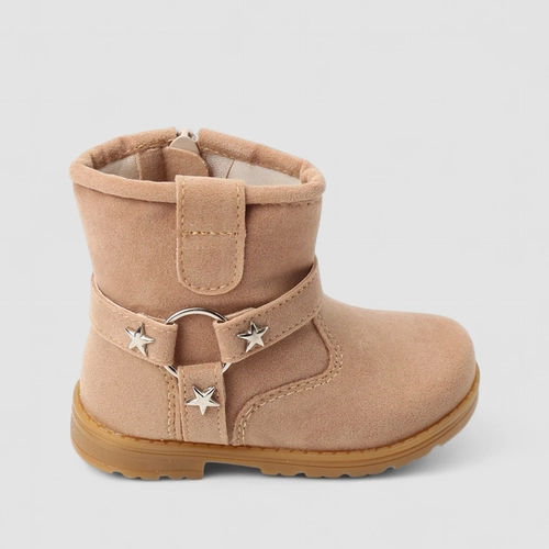 Bota Infantil Gabrielinha Camurça Biker Estrelas Marrom