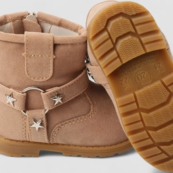 Bota Infantil Gabrielinha Camurça Biker Estrelas Marrom