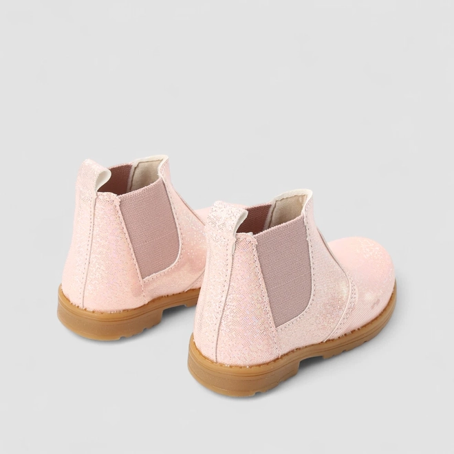 Bota Chelsea Bebê Gabrielinha Glitter Holográfico Rosa