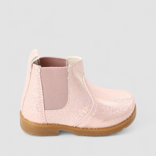 Bota Chelsea Bebê Gabrielinha Glitter Holográfico Rosa