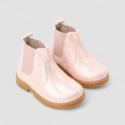 Bota Chelsea Bebê Gabrielinha Glitter Holográfico Rosa