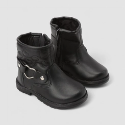 Bota Bebê Gabrielinha Pespontos Enfeite Fivela Coração Preto
