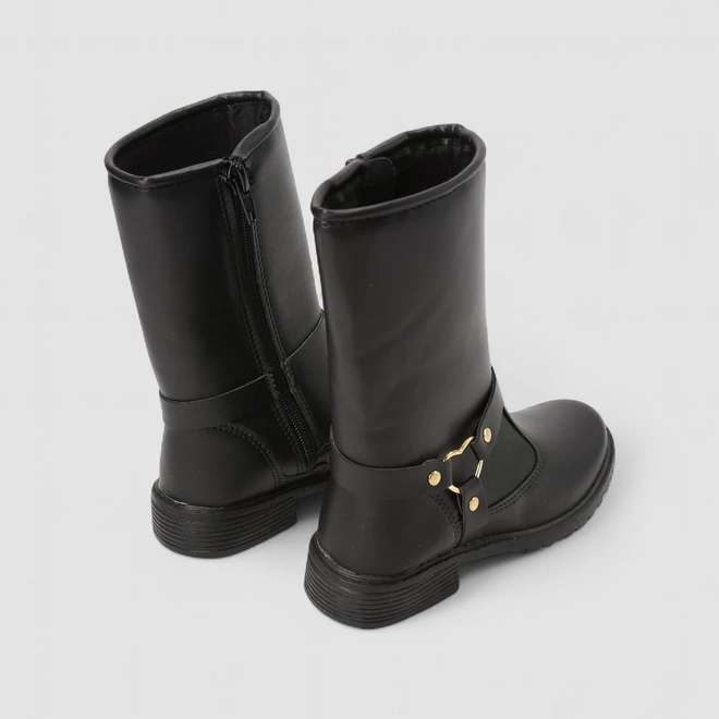 Bota Infantil Gabrielinha Cano Alto Fivela Coração Preto