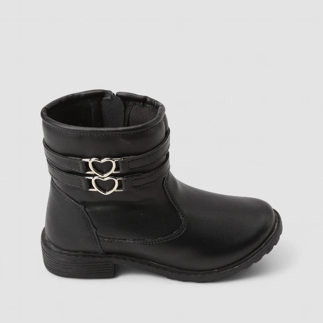Bota Infantil Gabrielinha Detalhe Fivela Coração Preto
