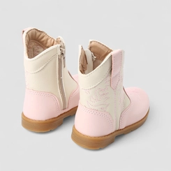 Bota Bebê Gabrielinha Country Texana Pespontos Off White & Rosa