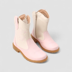 Bota Infantil Gabrielinha Country Texana Pespontos Off White & Rosa