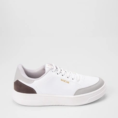 Tênis Casual Masculino Woche Elástico Recorte Camurça Branco