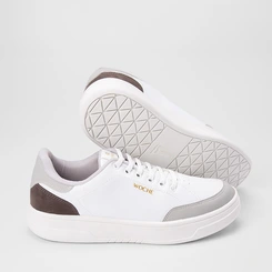 Tênis Casual Masculino Woche Elástico Recorte Camurça Branco