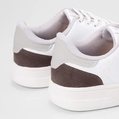 Tênis Casual Masculino Woche Elástico Recorte Camurça Branco