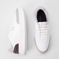 Tênis Casual Masculino Woche Elástico Recorte Camurça Branco